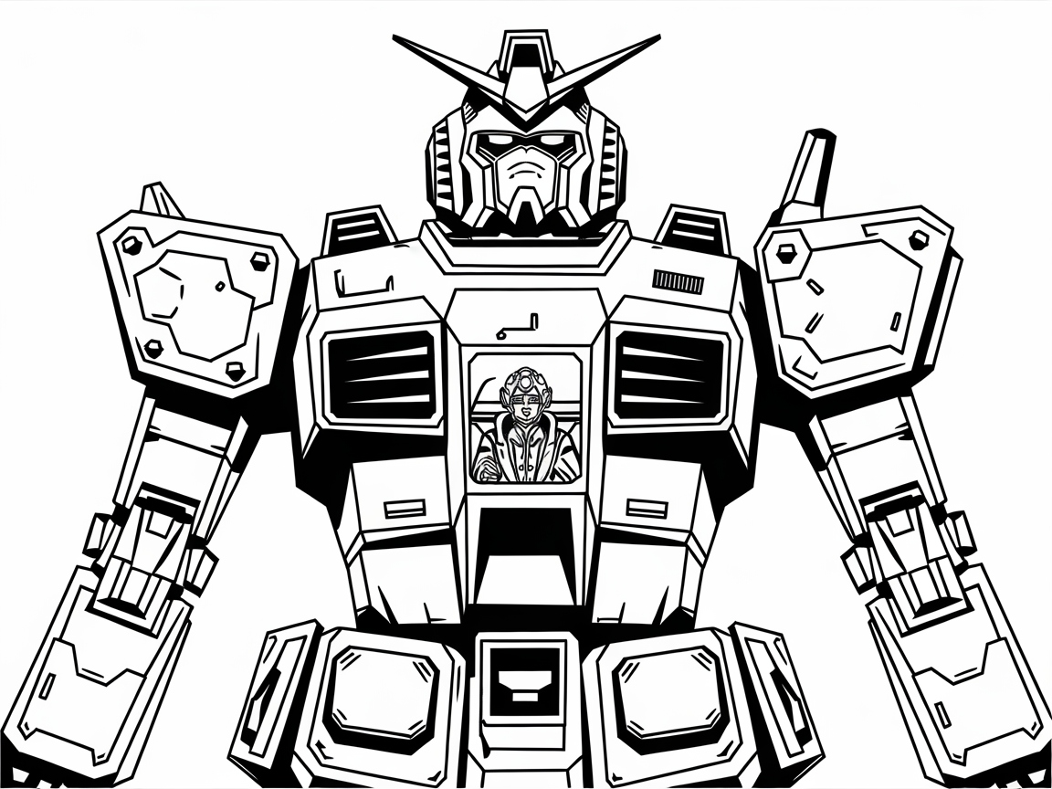Gear Up for Action with This Giant Mecha Coloring Page