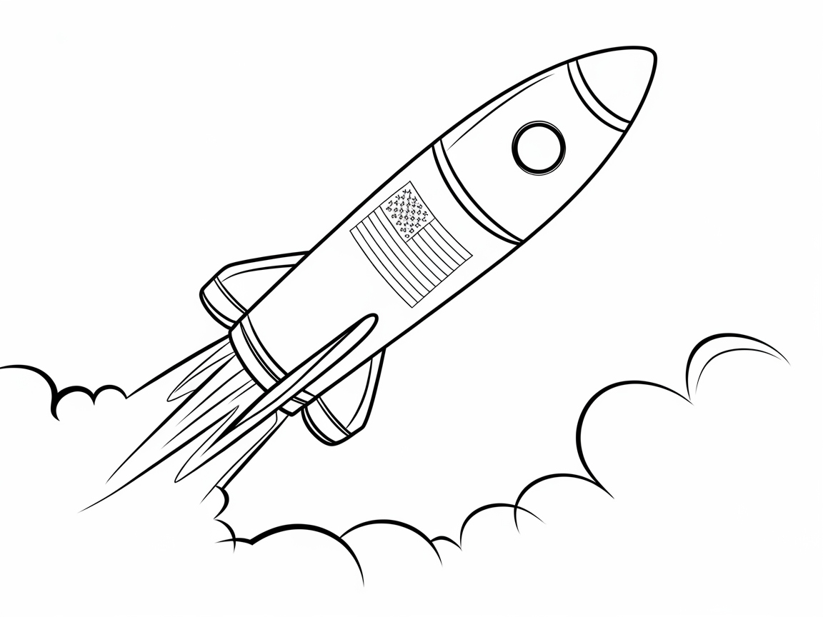 Blast Into Creativity with This Rocket Flag Page