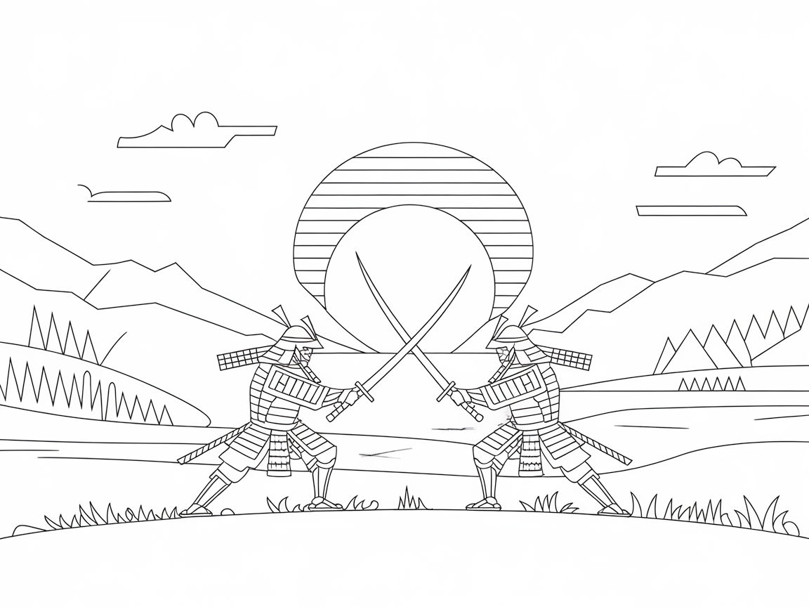 Epic Samurai Duel at Sunset