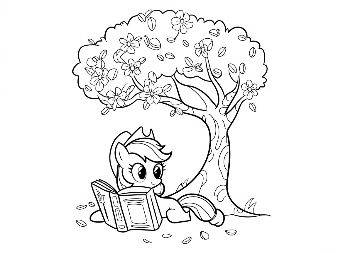 Relax with a Pony Under the Blooming Apple Tree
