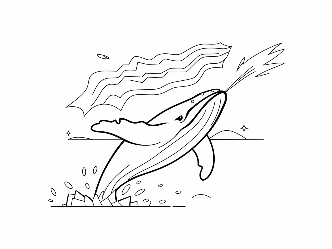 Leaping Whale with Atomic Splash Coloring Page