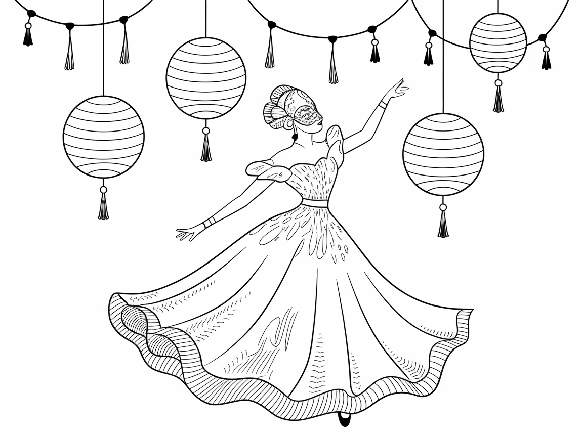 Dance Beneath Lanterns in a Flowing Ball Gown