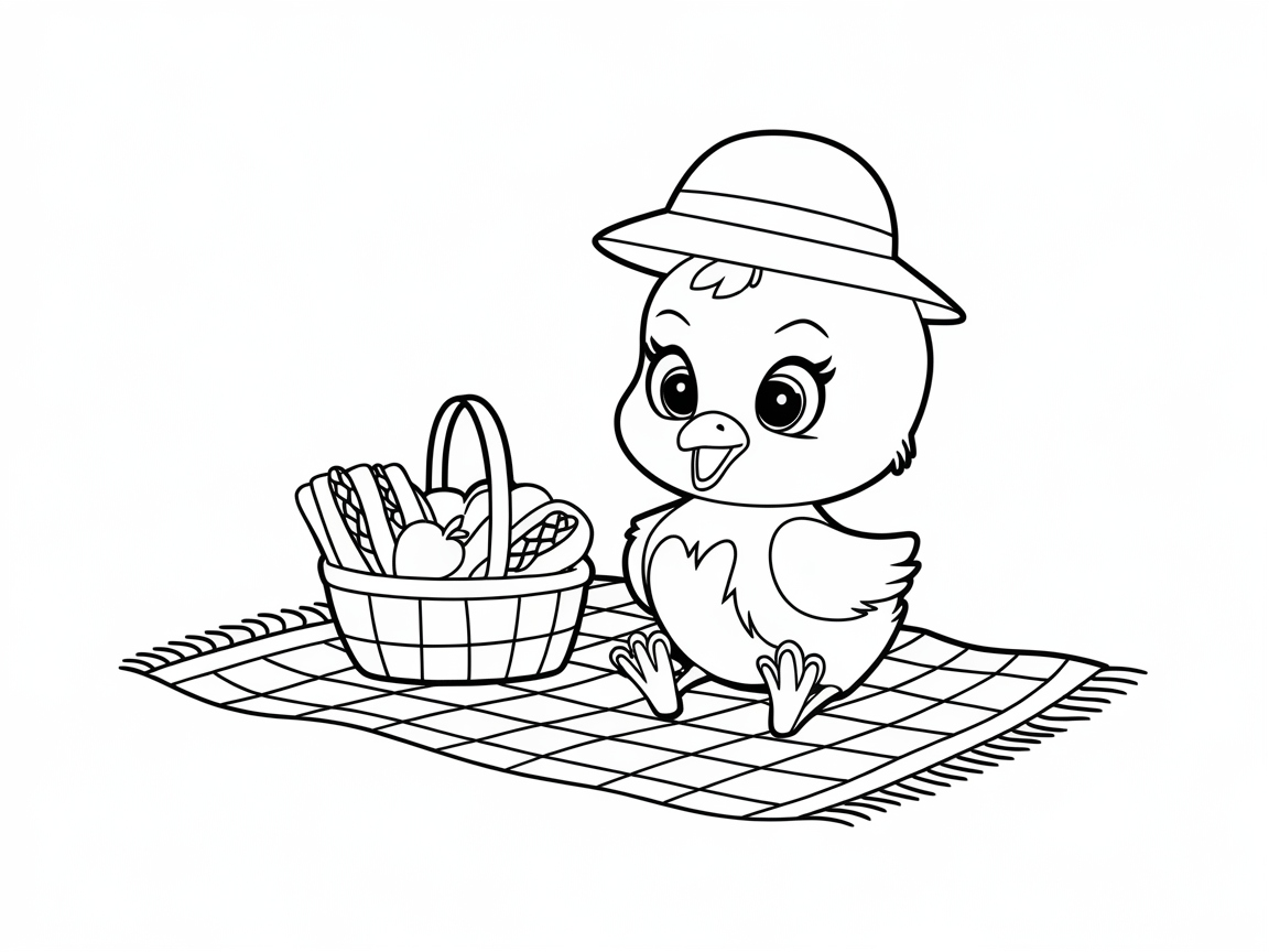 Picnic Joy with a Baby Chick