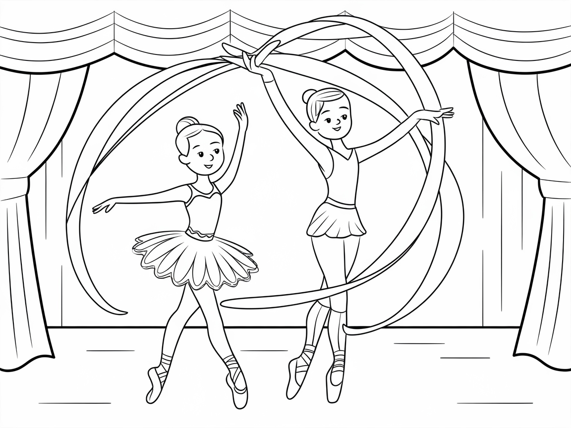 Twirl With Grace in This Ballerina Duet Coloring Page