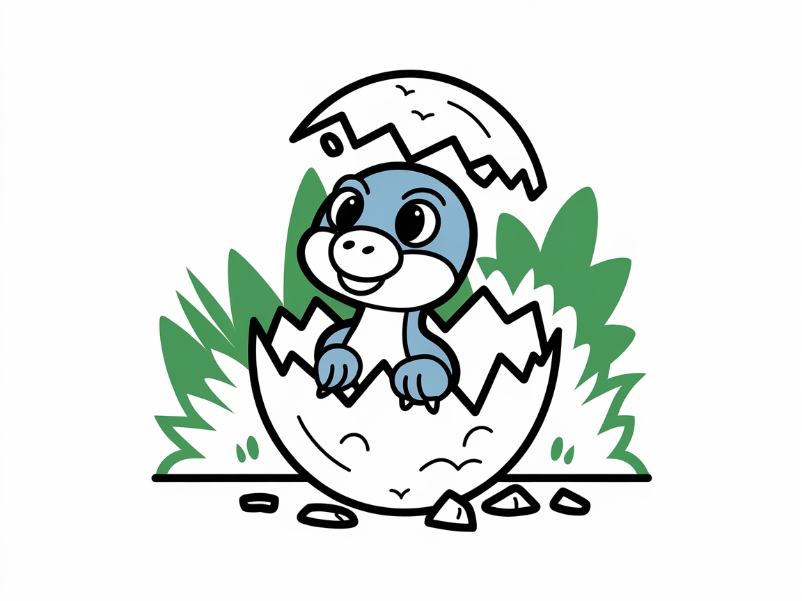 Adorable Hatchling Raptor Ready to Color