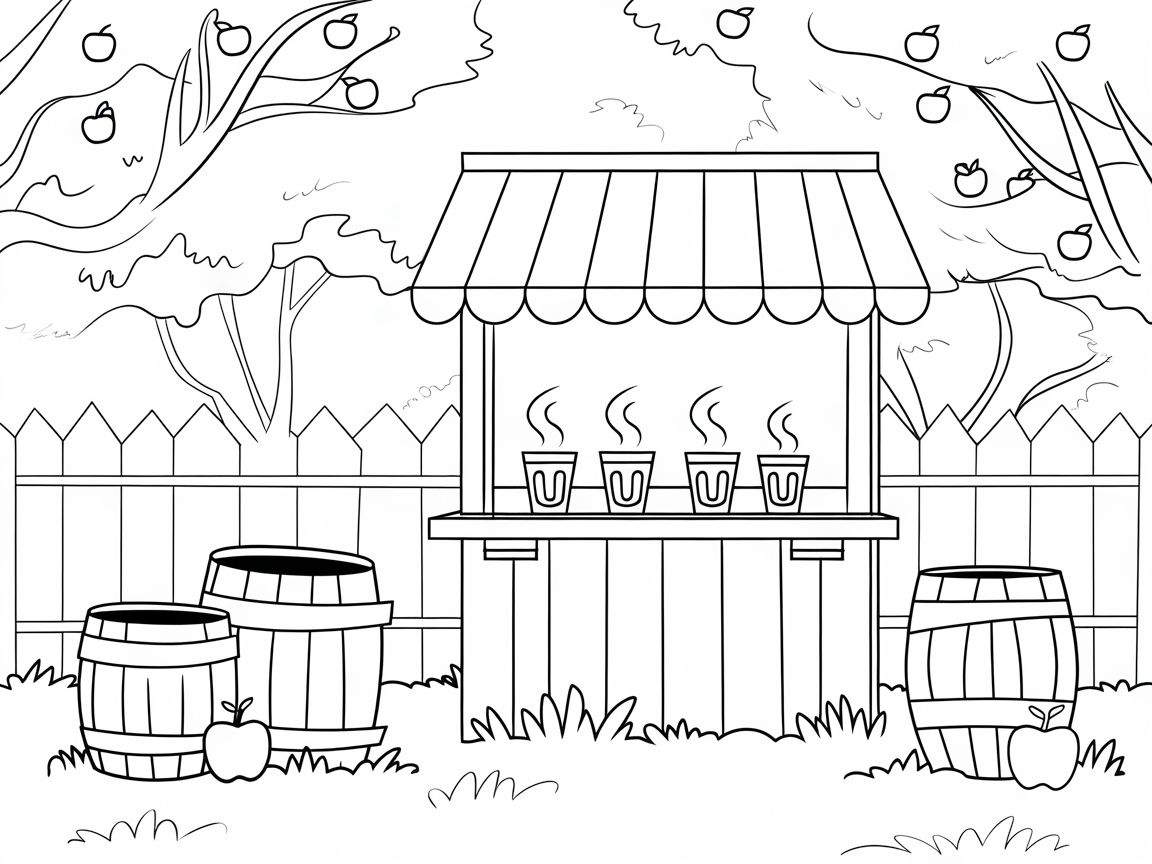 Warm Up with This Cozy Apple Cider Stand Coloring Page