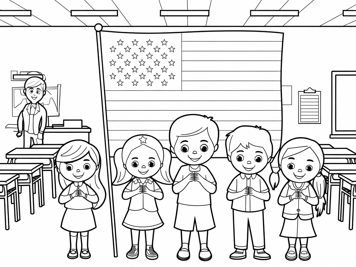 Pledge Your Colors with This Classroom Flag Scene
