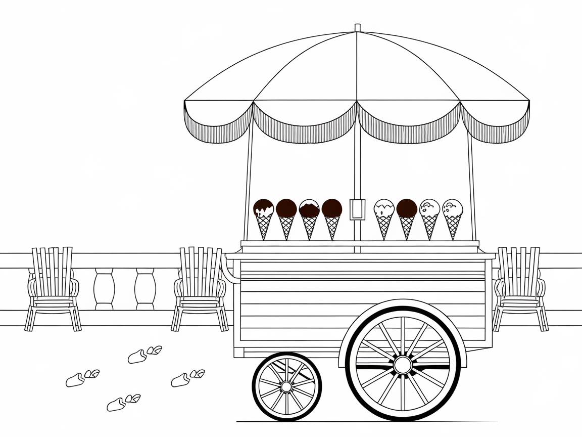 Savor the Sweetness with This Ice Cream Stand Coloring Page