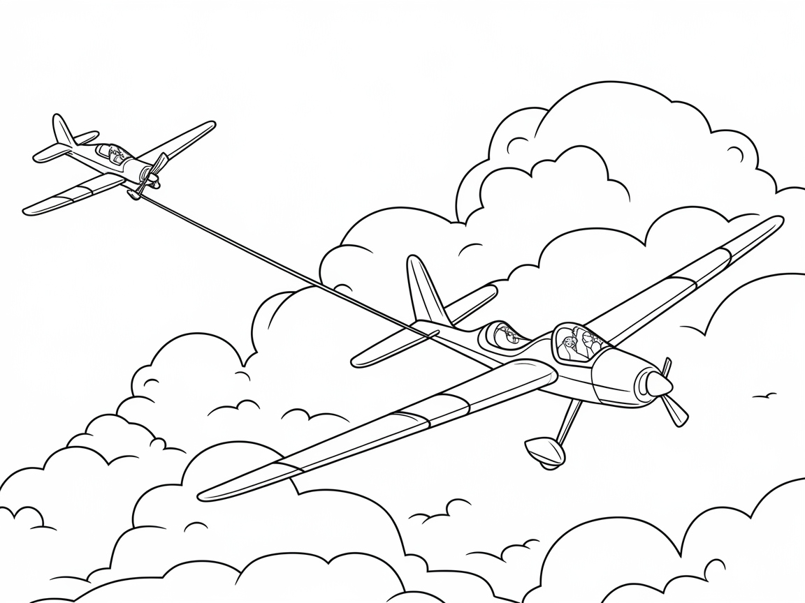 Glide Through the Clouds with This Towplane and Glider Scene
