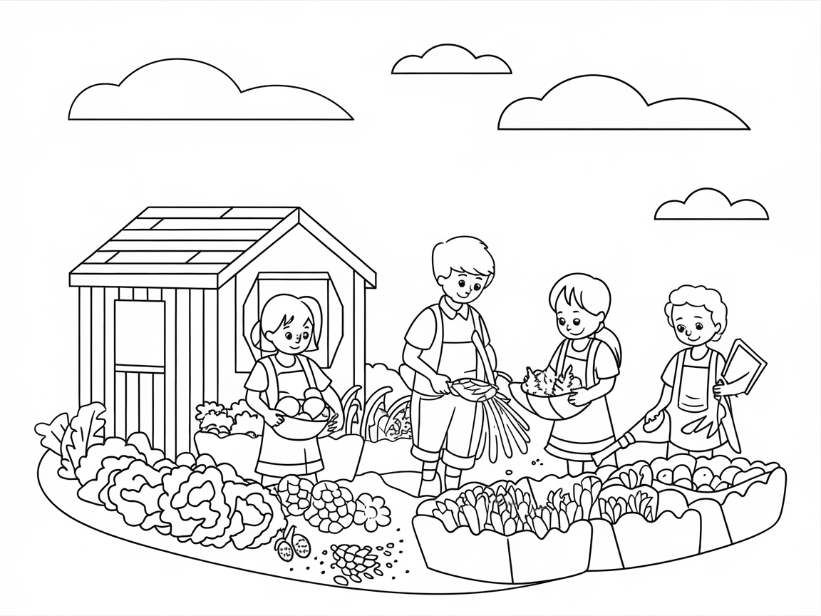 Cultivate Creativity in This School Garden Coloring Page