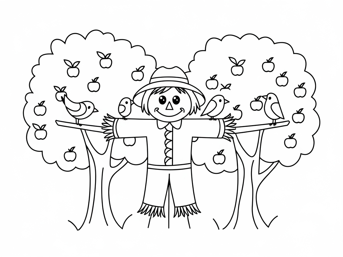 Delight in This Scarecrow Amidst Apple Trees