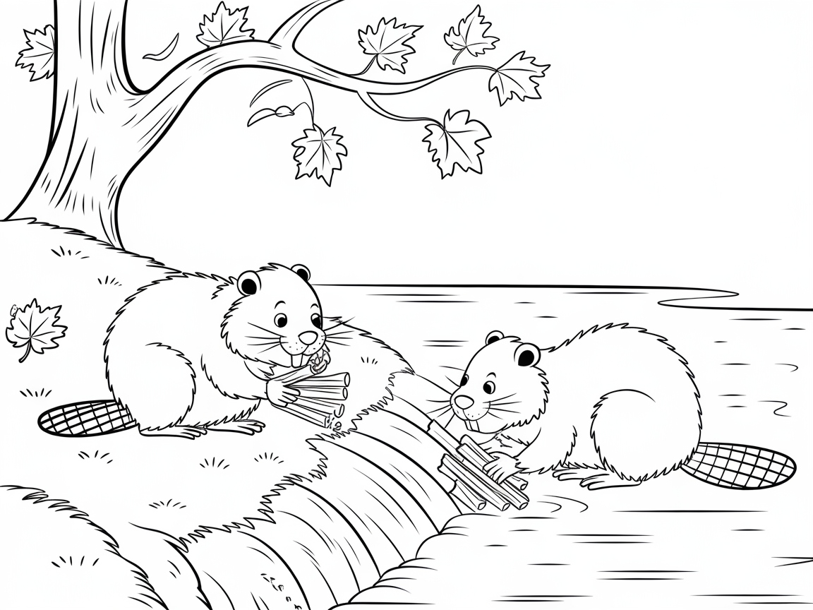Color the Busy Beavers Building a Dam
