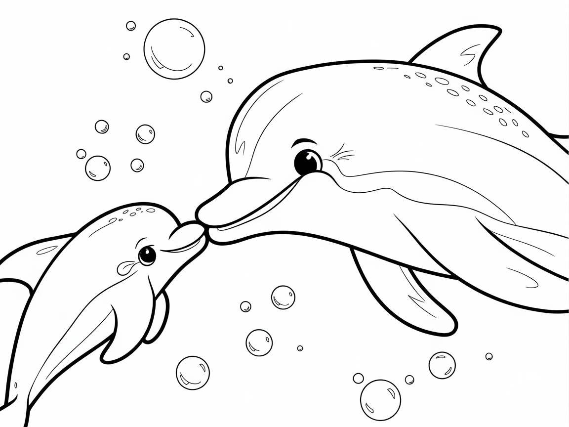 Heartwarming Dolphin Duo Coloring Page