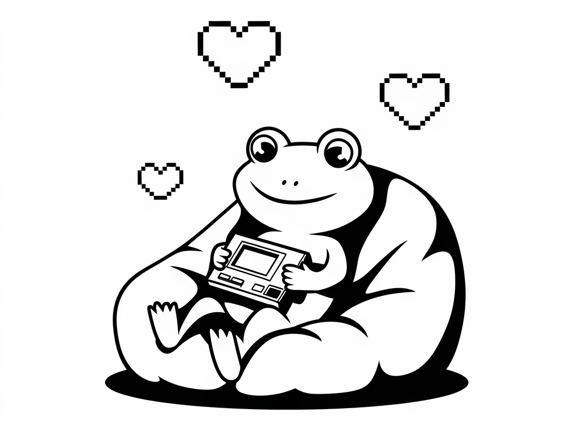 Retro Gamer Frog Coloring Page