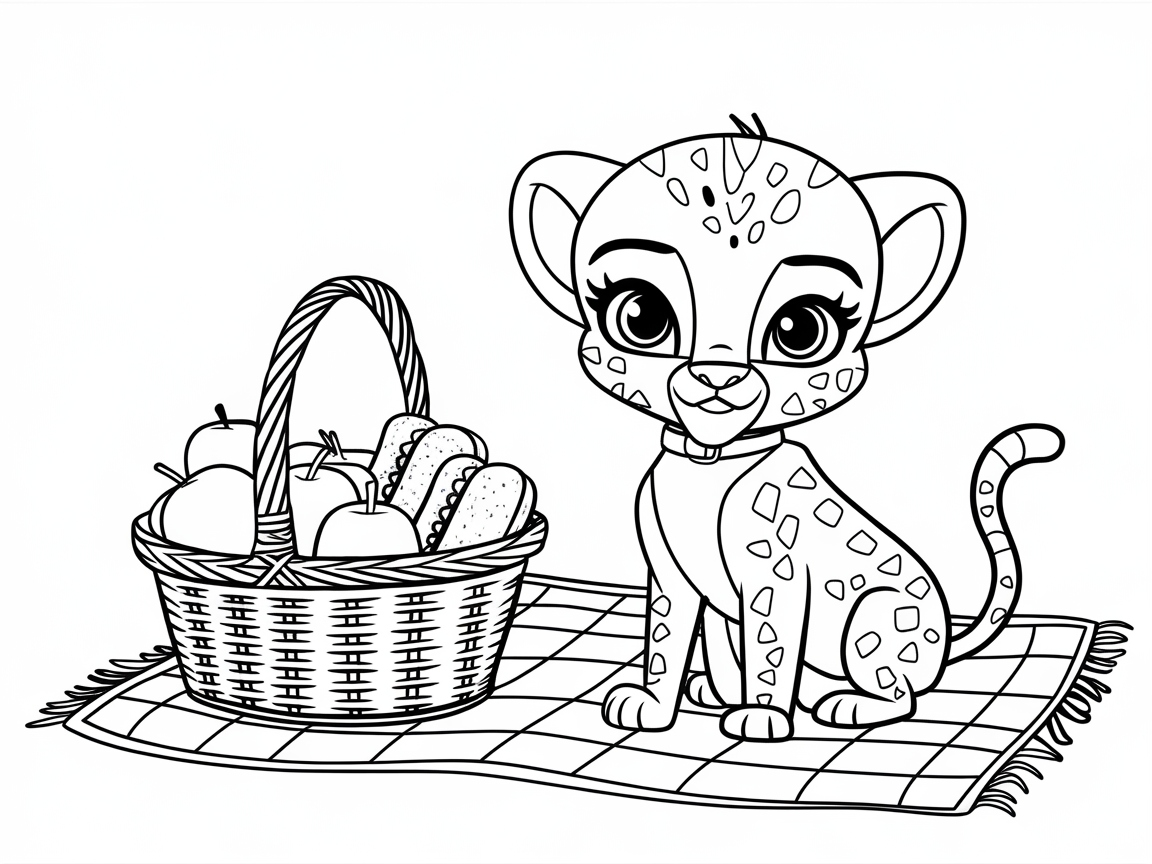 Picnic Adventure with a Playful Cheetah Cub