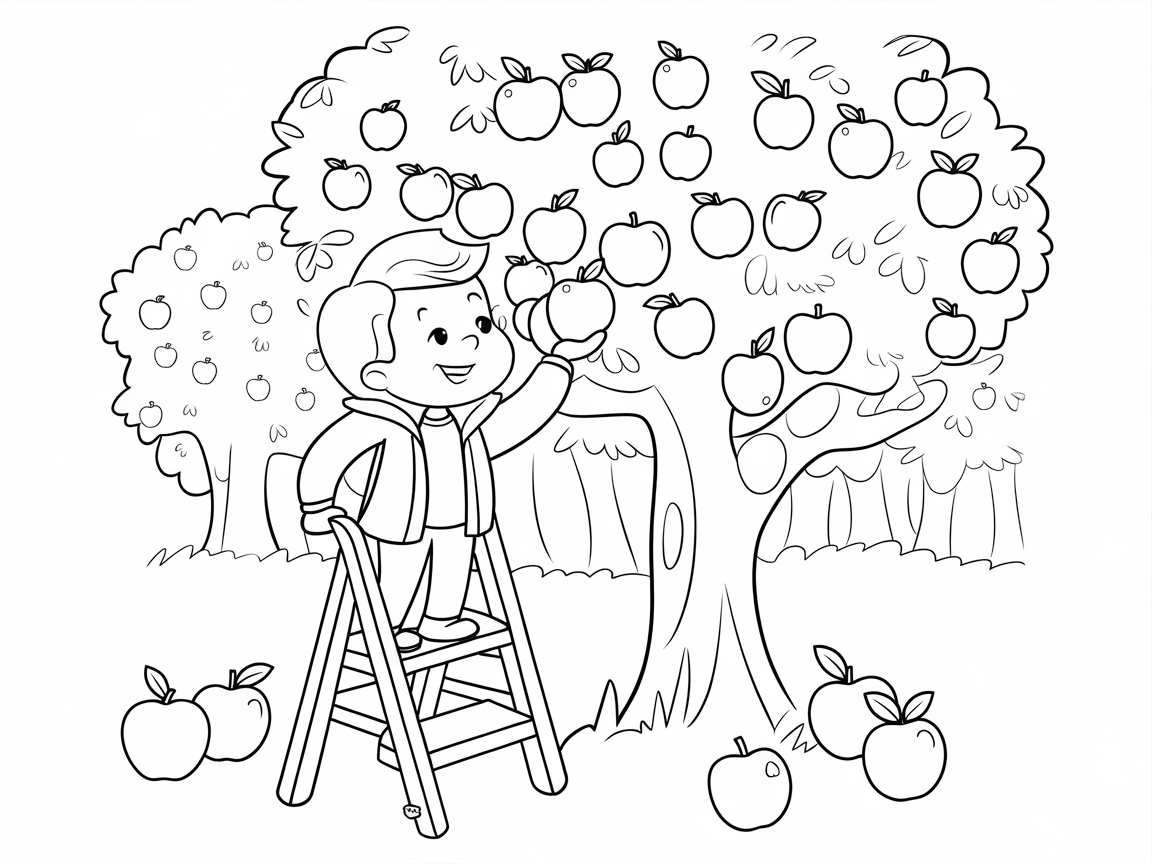 Join the Fun with This Apple Orchard Coloring Page