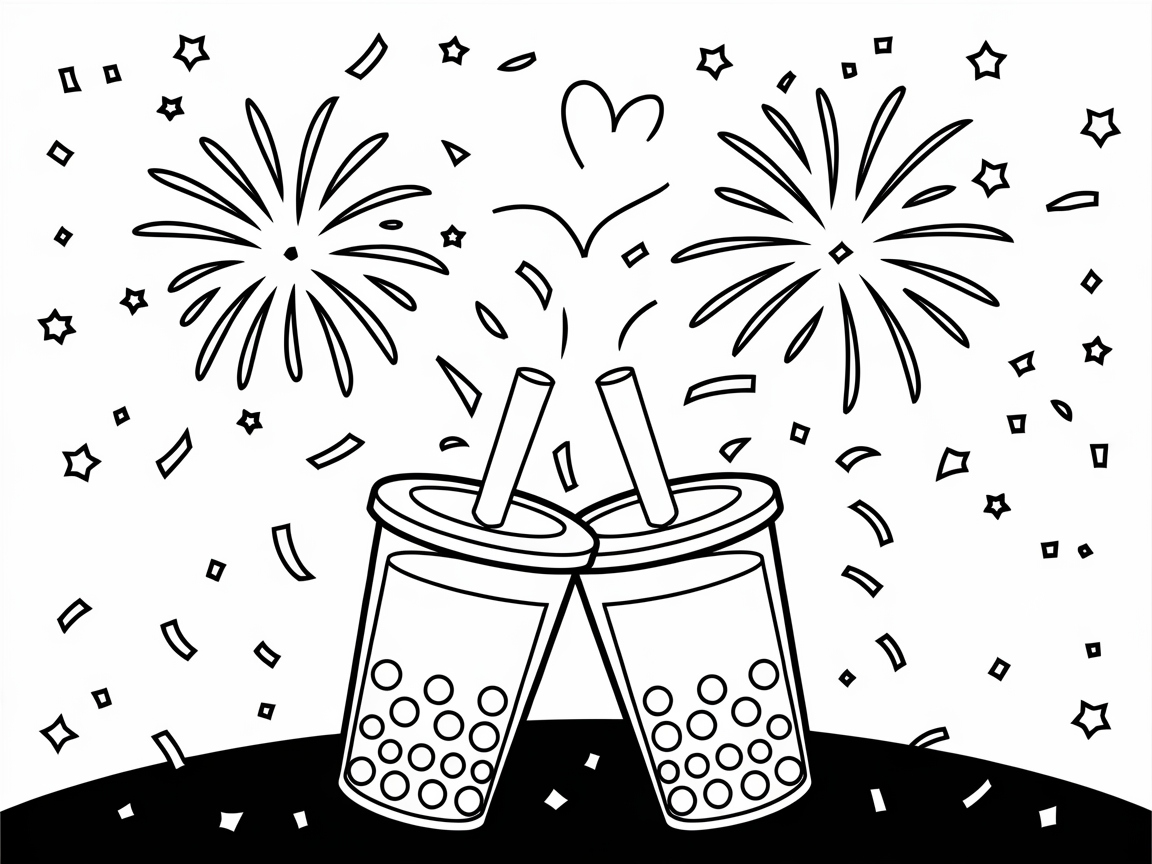 Celebrate with Boba Under Fireworks