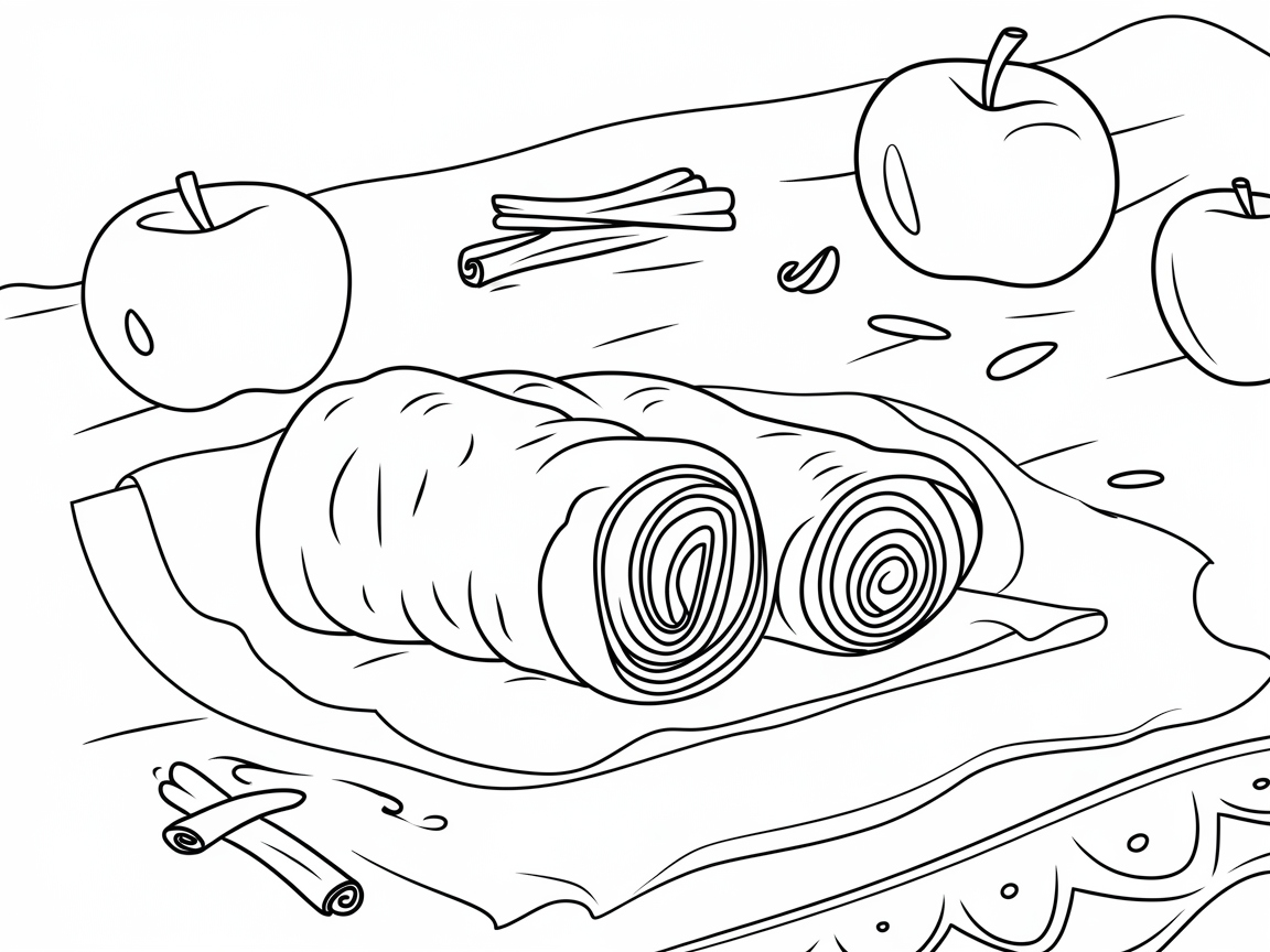 Spice Up Your Coloring with This Apple Strudel Page