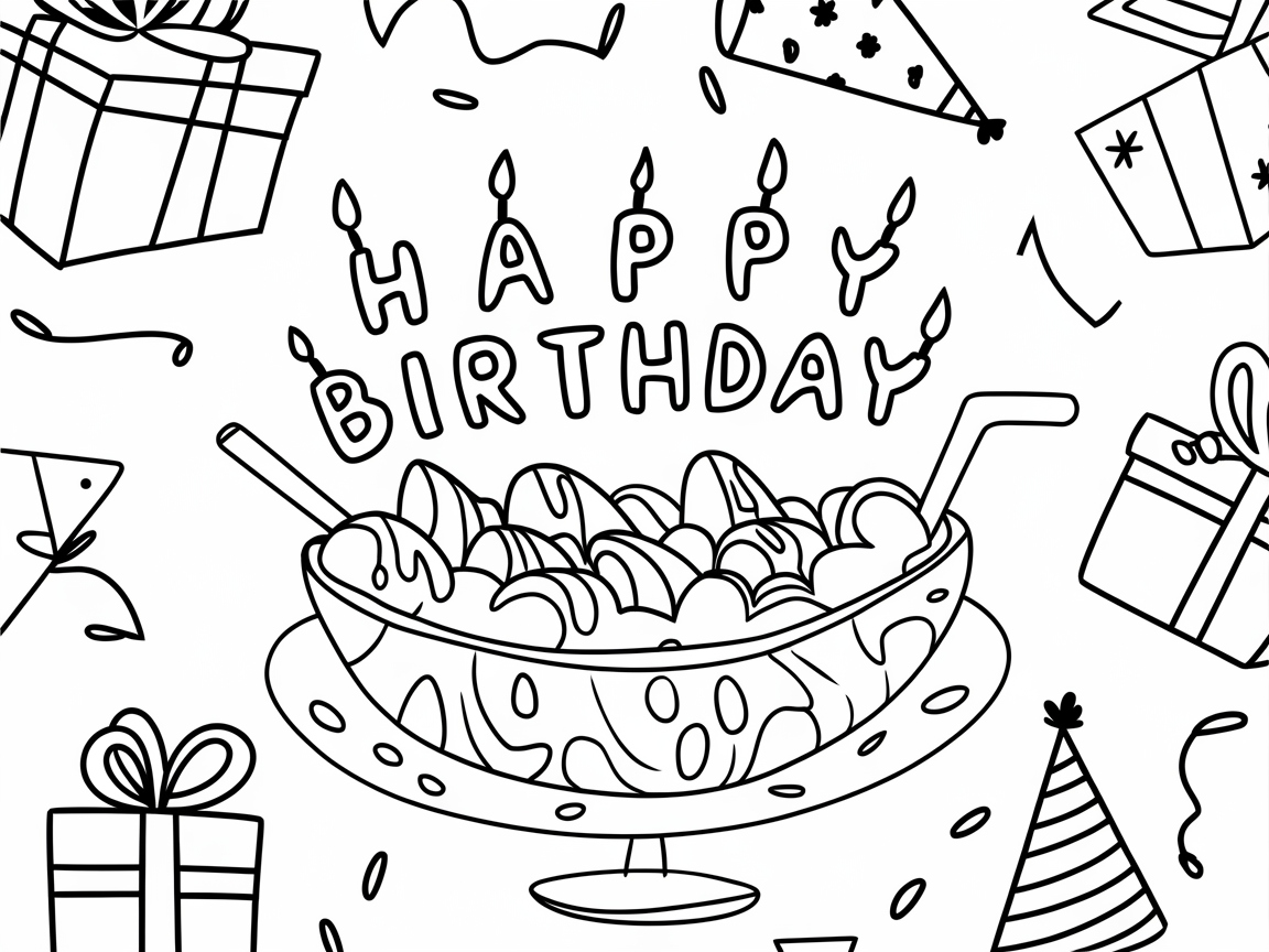 Celebrate with This Birthday Banana Split Coloring Page