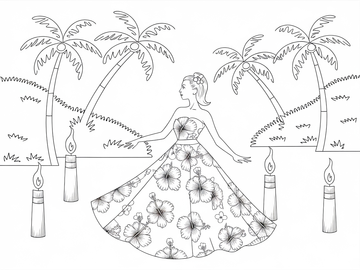 Tropical Escape with a Floral Ball Gown