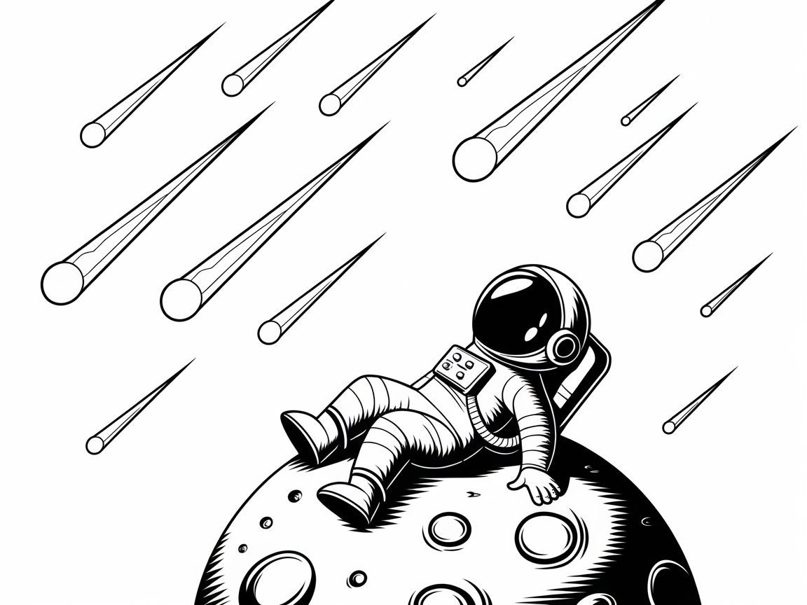 Relaxing Astronaut Amongst Shooting Stars
