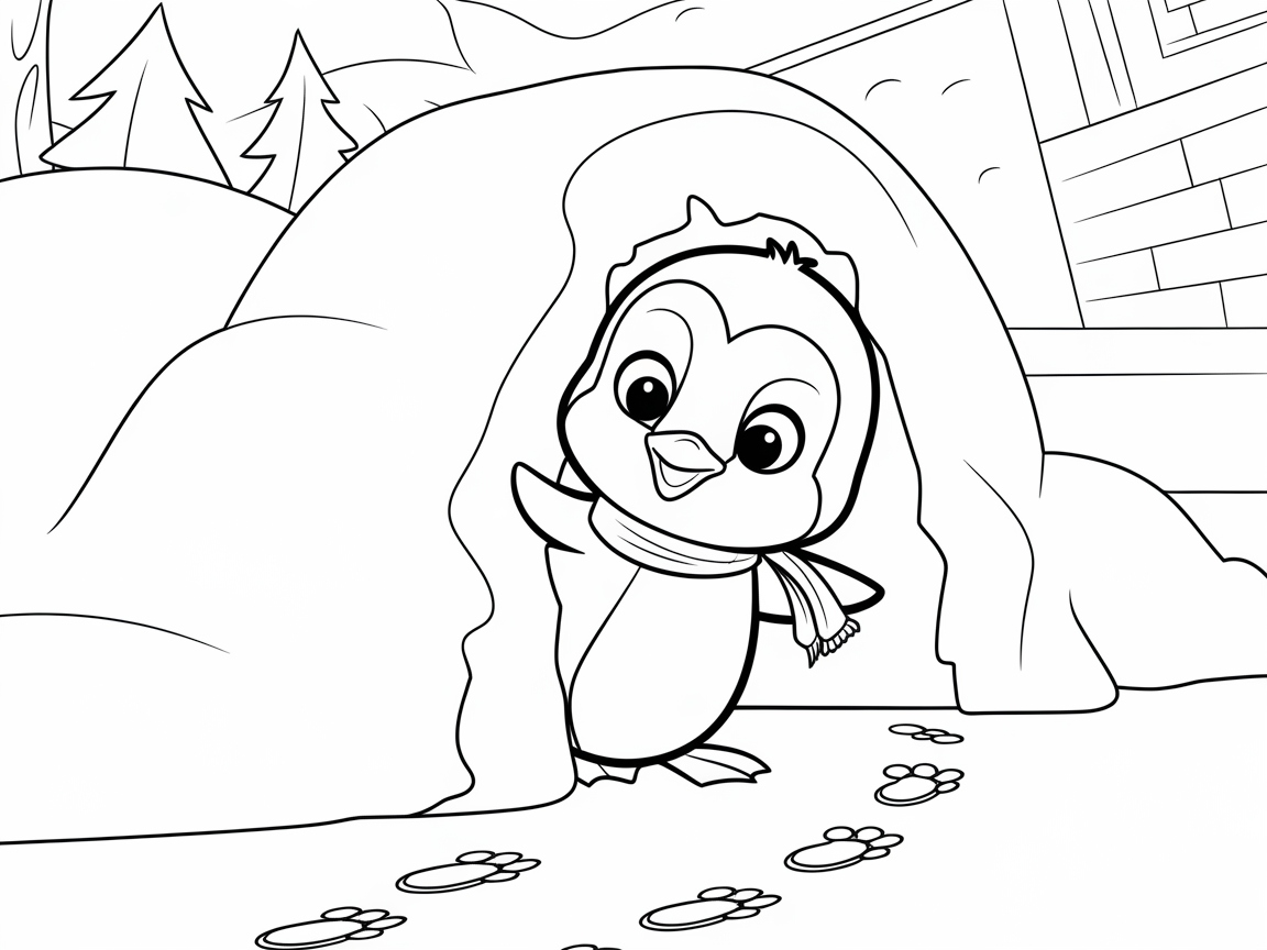 Peek-a-Boo Penguin Exploring an Igloo