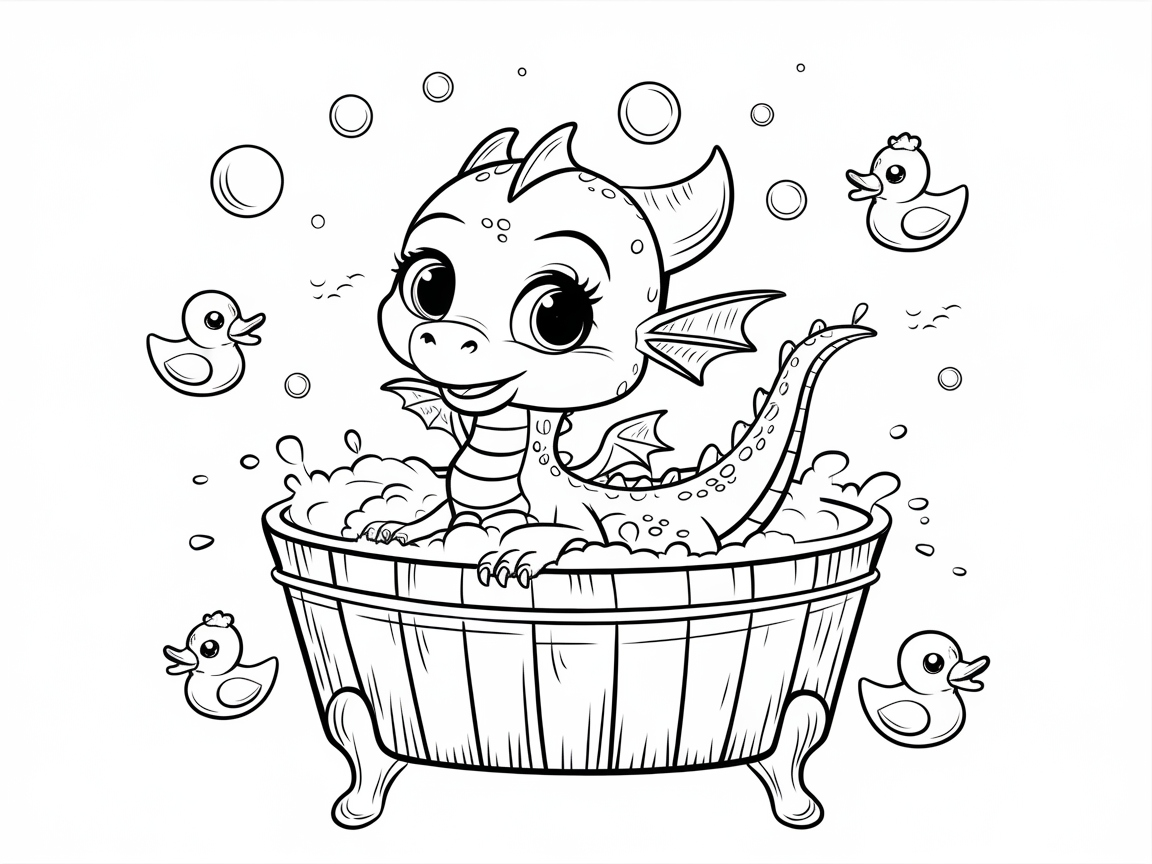 Bath Time Fun with a Baby Dragon