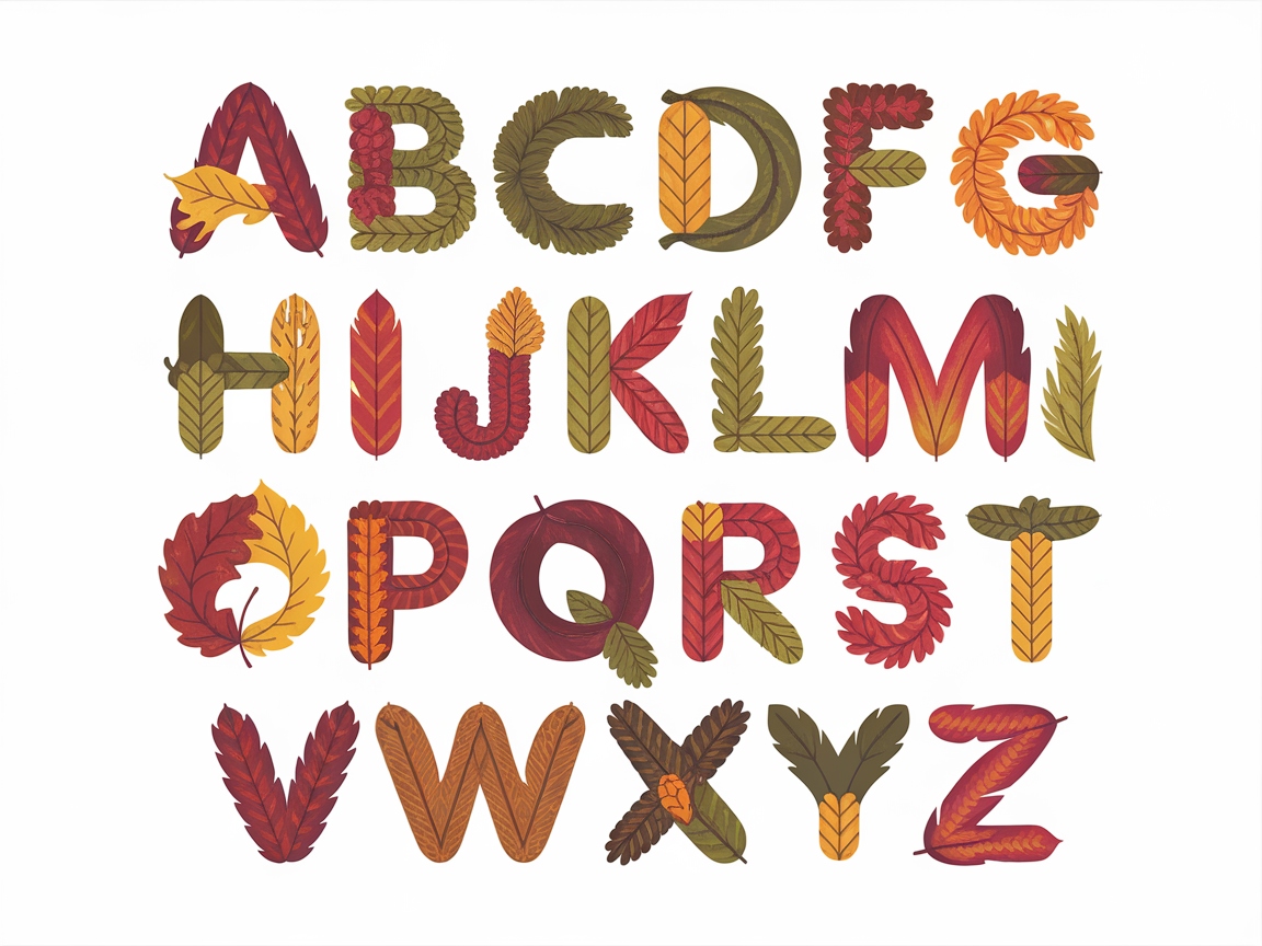 Leafy Alphabet Coloring Page