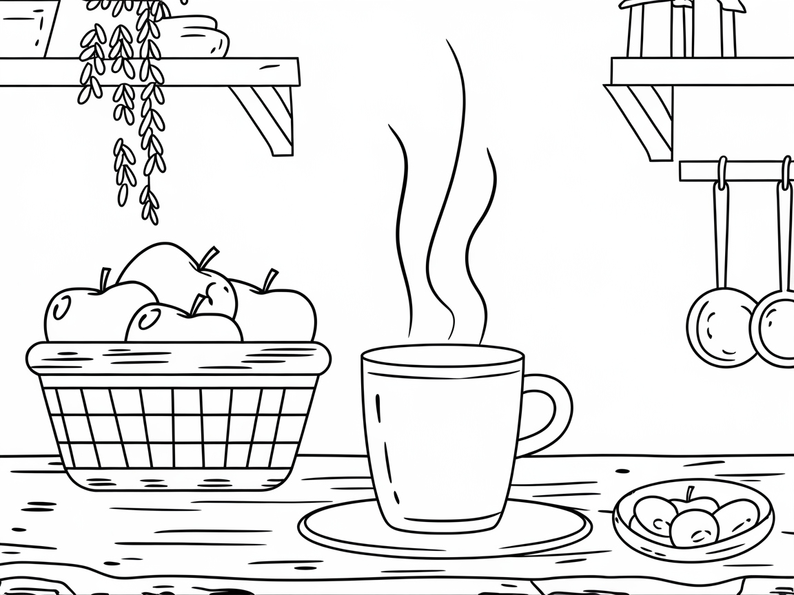 Cozy Coffee Corner with Fresh Apples