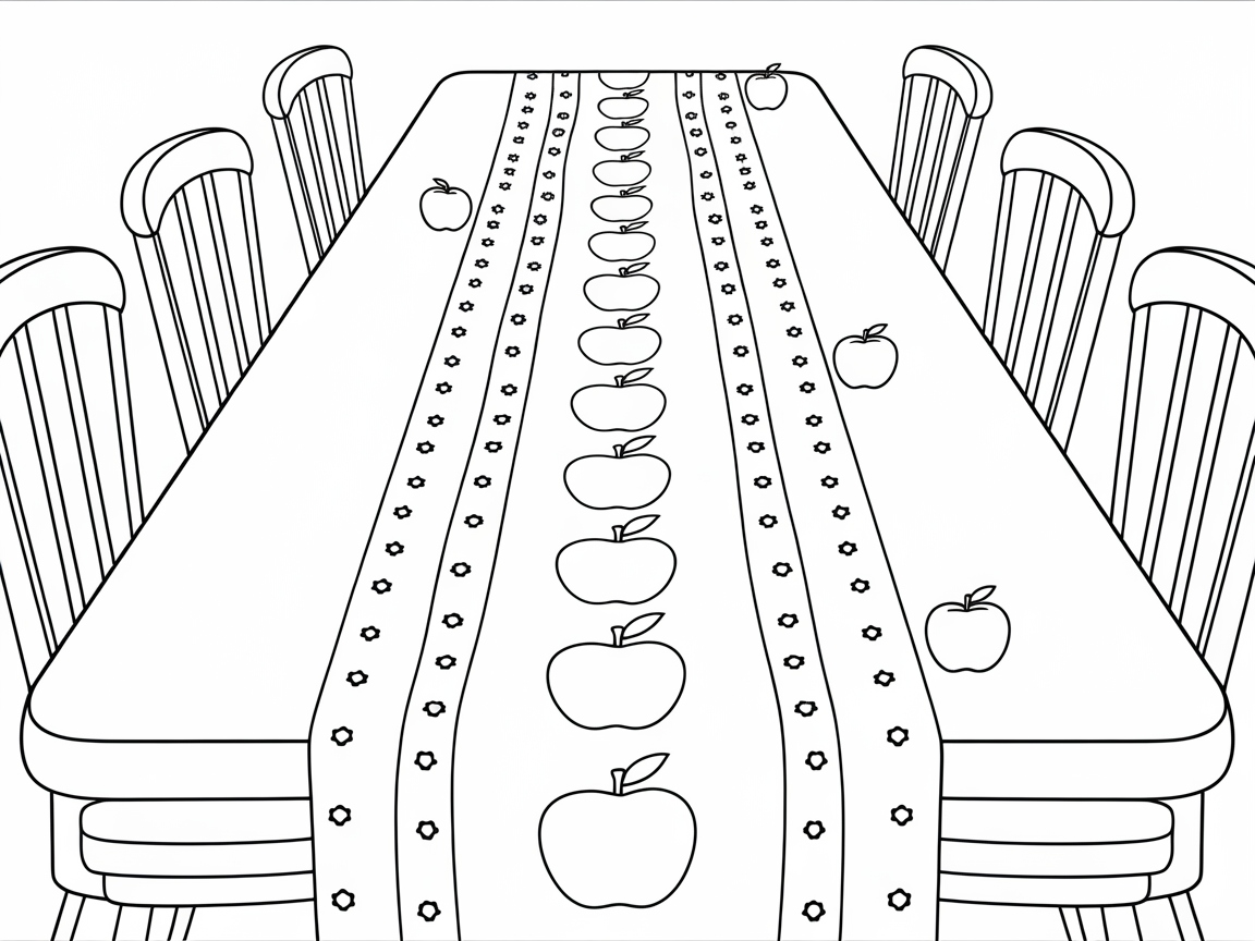 Design an Apple-Themed Table With This Charming Coloring Page