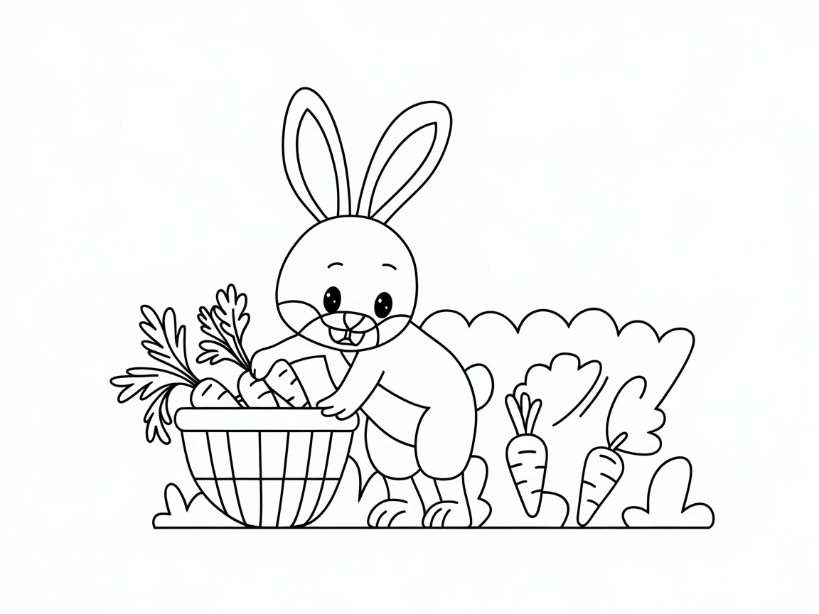 Happy Bunny Harvesting Carrots