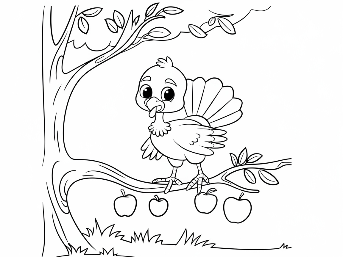 Explore This Curious Turkey Balancing on an Apple Tree Branch
