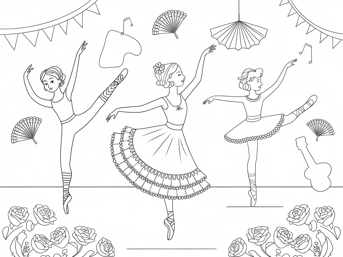 Charming Ballet Trio in a Floral Fantasy