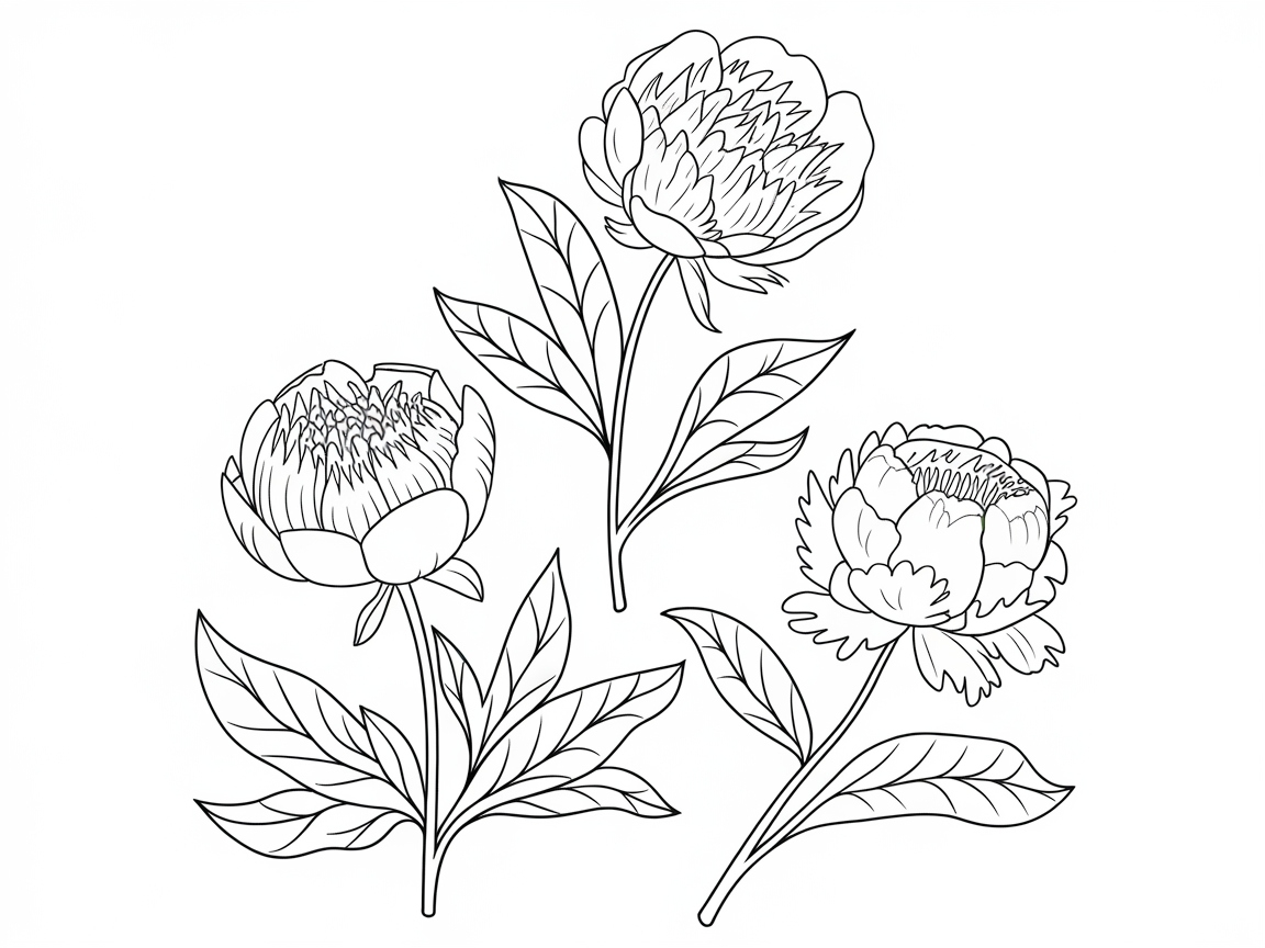 Charming Peony Trio to Color