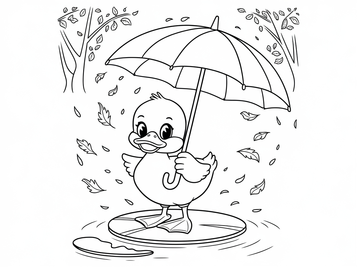 Enjoy the Autumn Breeze with This Umbrella-Toting Duckling