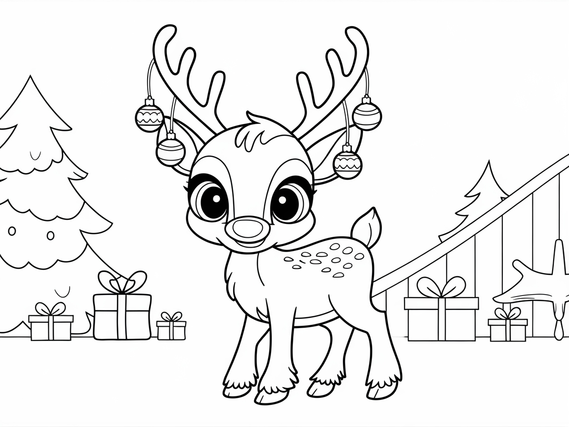 Baby Reindeer Adorned with Christmas Ornaments