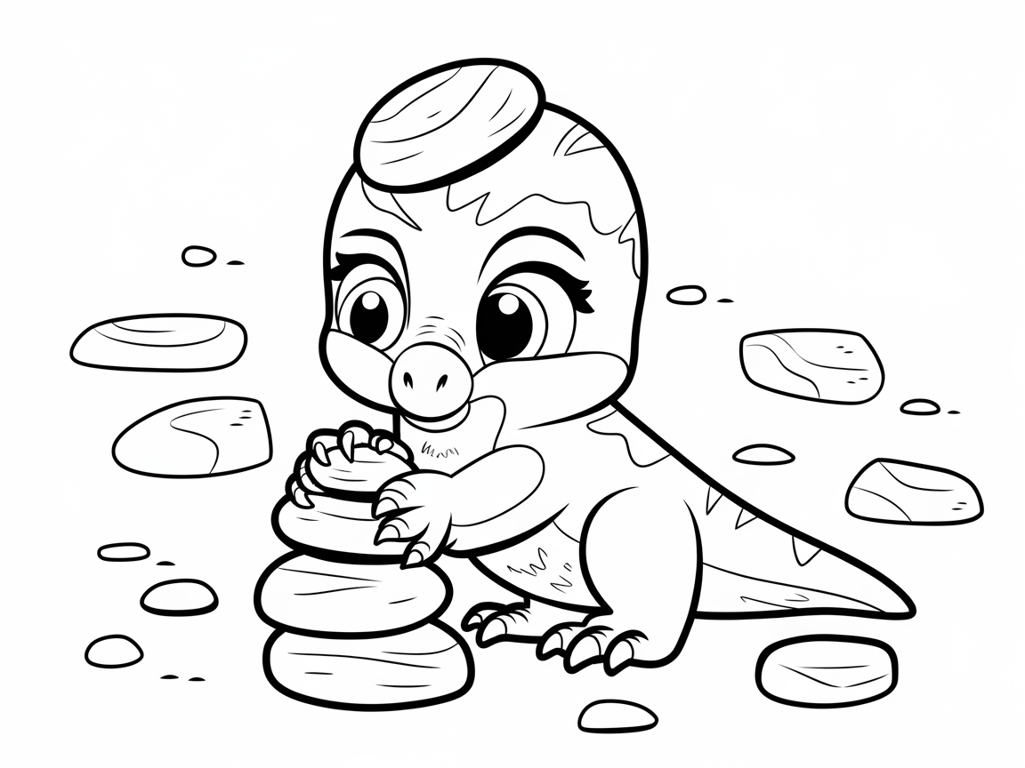 Curious Raptor with Stacked Stones