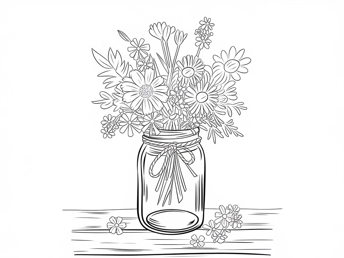 Rustic Wildflower Arrangement in a Mason Jar