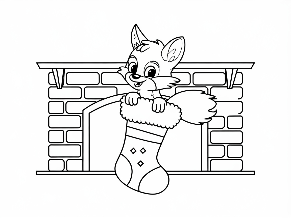 Cozy Holiday with Baby Fox in a Stocking