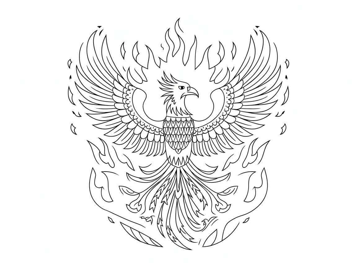 Ignite Your Imagination with This Fiery Phoenix Coloring Page