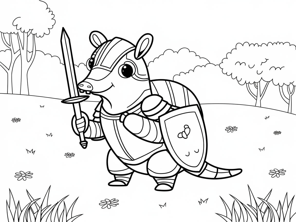 Join the Quest with This Armored Armadillo Page