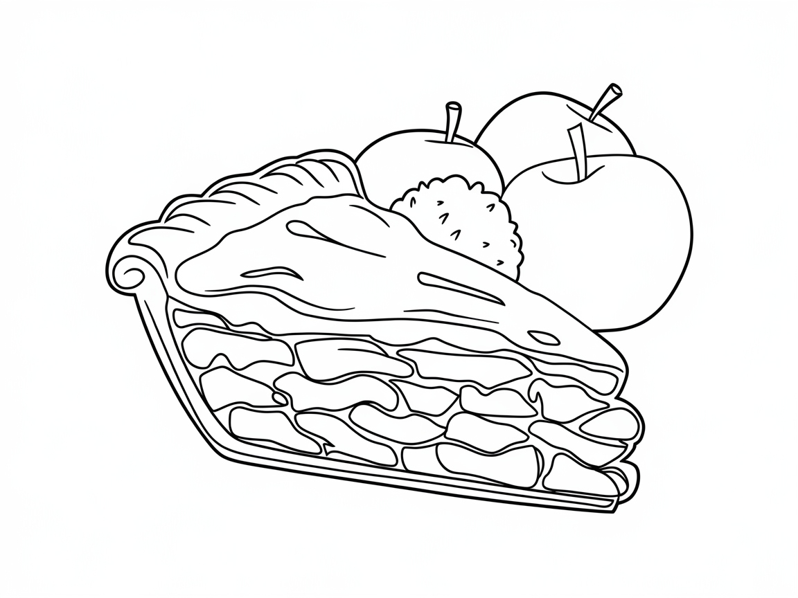 Slice of Apple Pie with Fresh Fruits Ready to Color