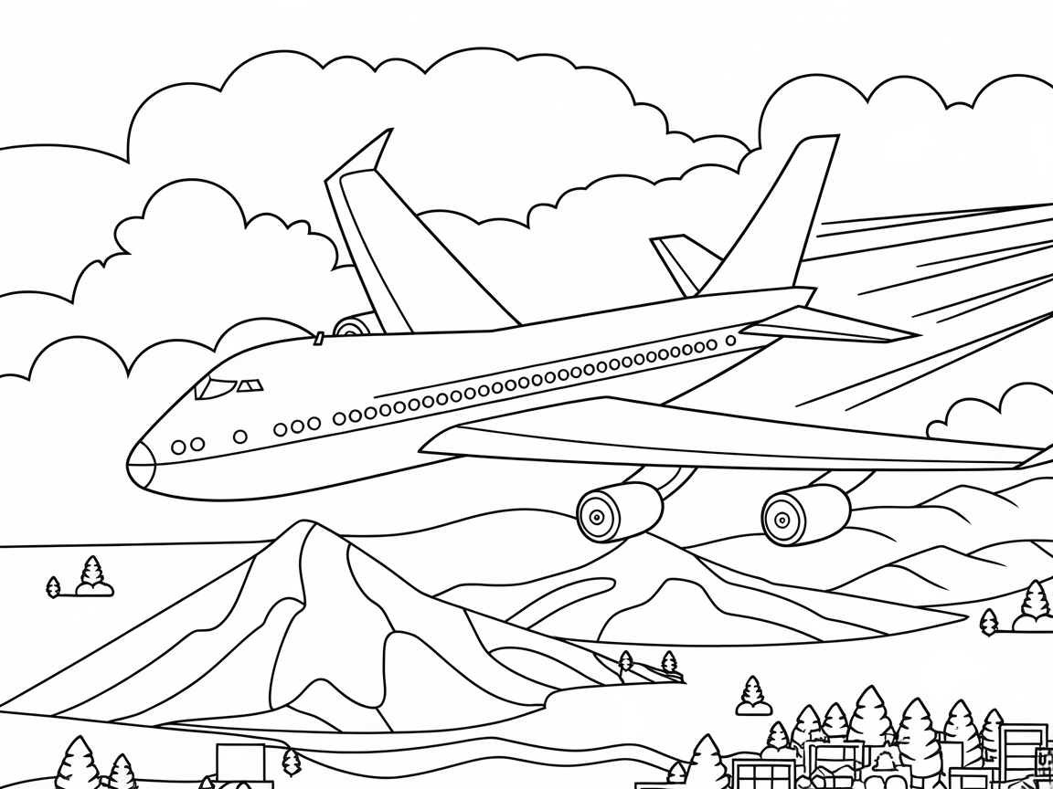 Soar Above the Clouds with This Airplane Coloring Page
