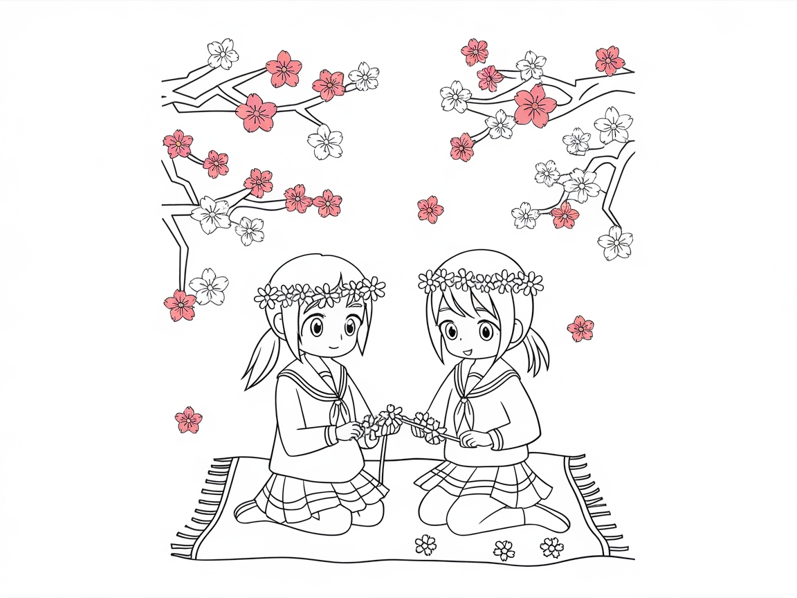 Springtime Friendship Under Cherry Blossoms