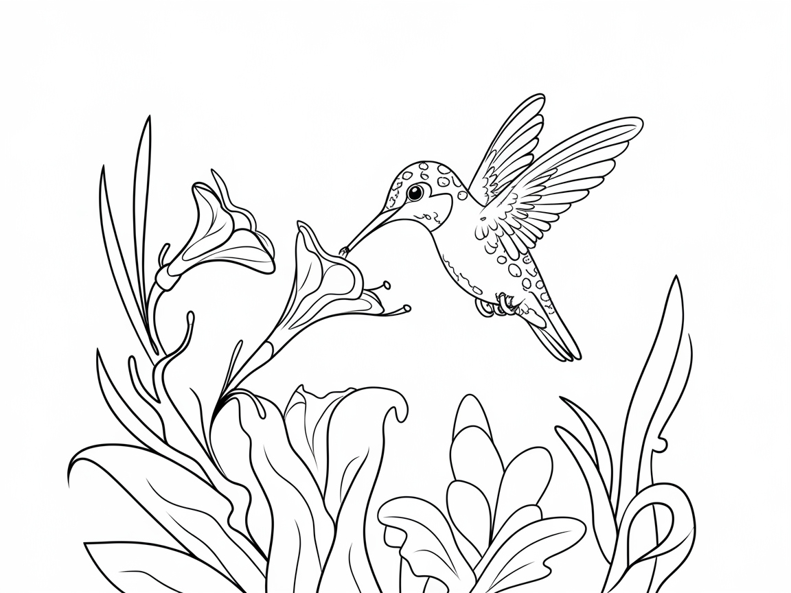 Graceful Hummingbird and Blossoms