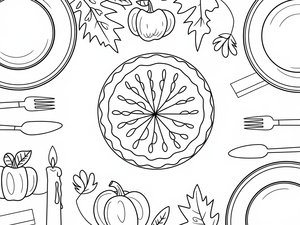 Festive Thanksgiving Feast Coloring Page