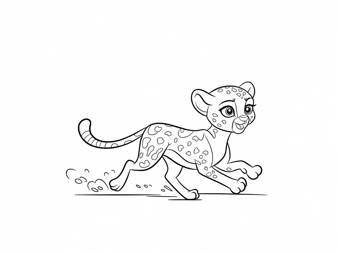 Energetic Cheetah Cub in Full Sprint