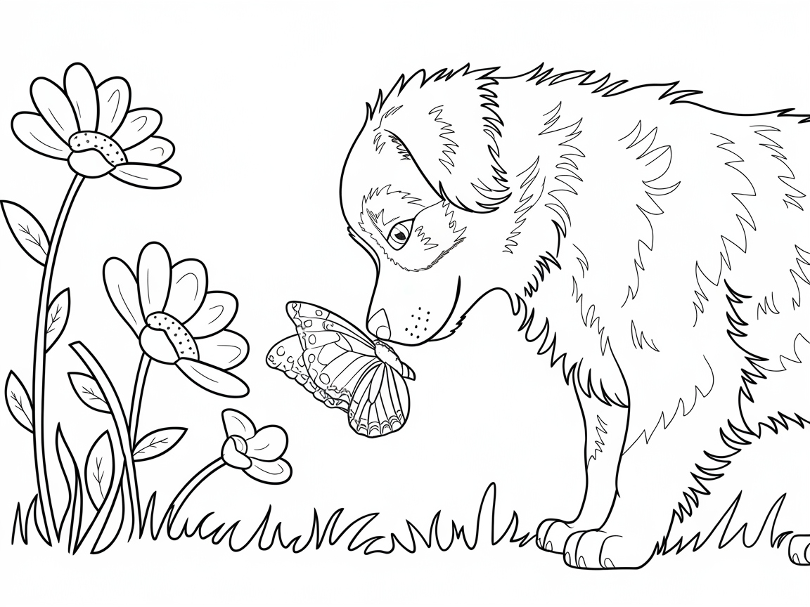 Explore Springtime Magic with This Curious Puppy and Butterfly