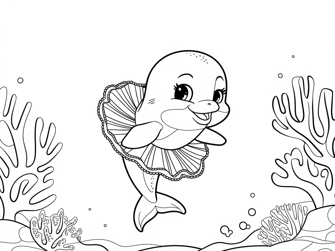 Dance with Delight: Dolphin Ballerina Coloring Page