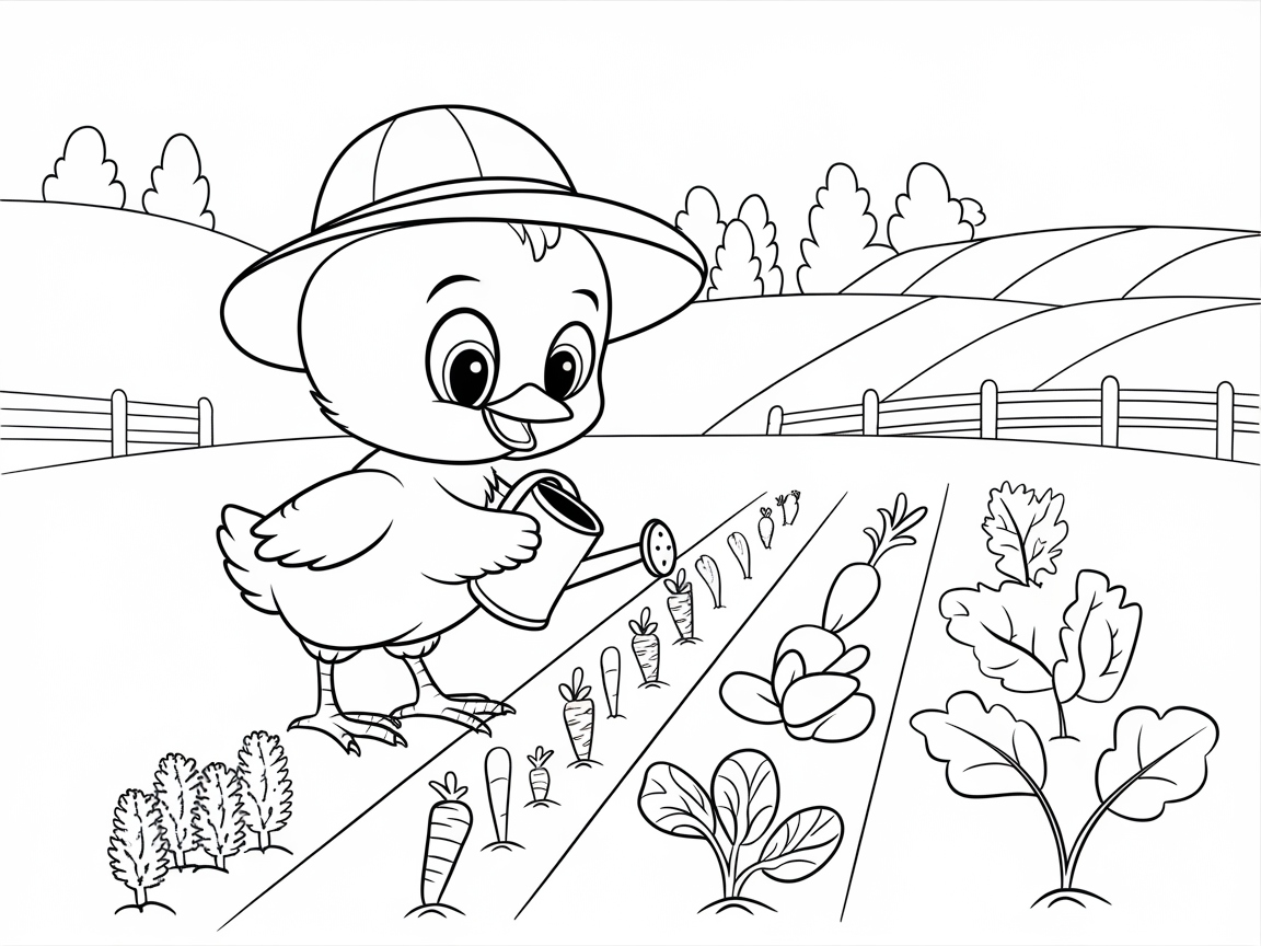 Garden Adventure with a Green-Thumbed Chick